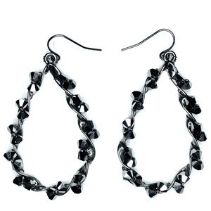 Graphite Beaded Teardrop Earrings